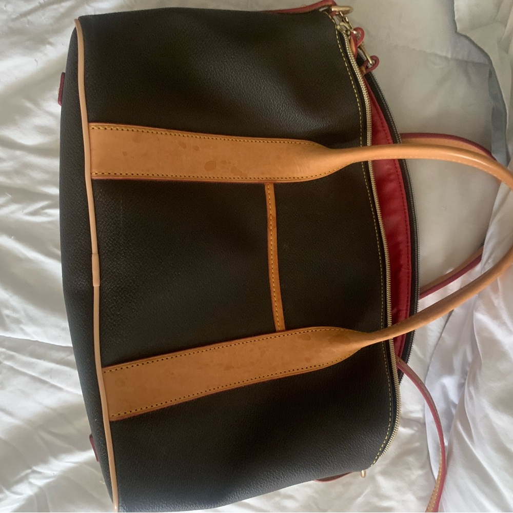 Dooney & Bourke Black Satchel with Tan Accents - Picture 6 of 13